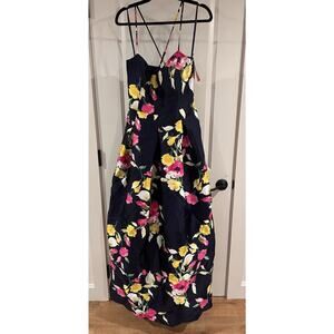 Eliza J Sequin Floral-Print Navy Blue Gown - size 14